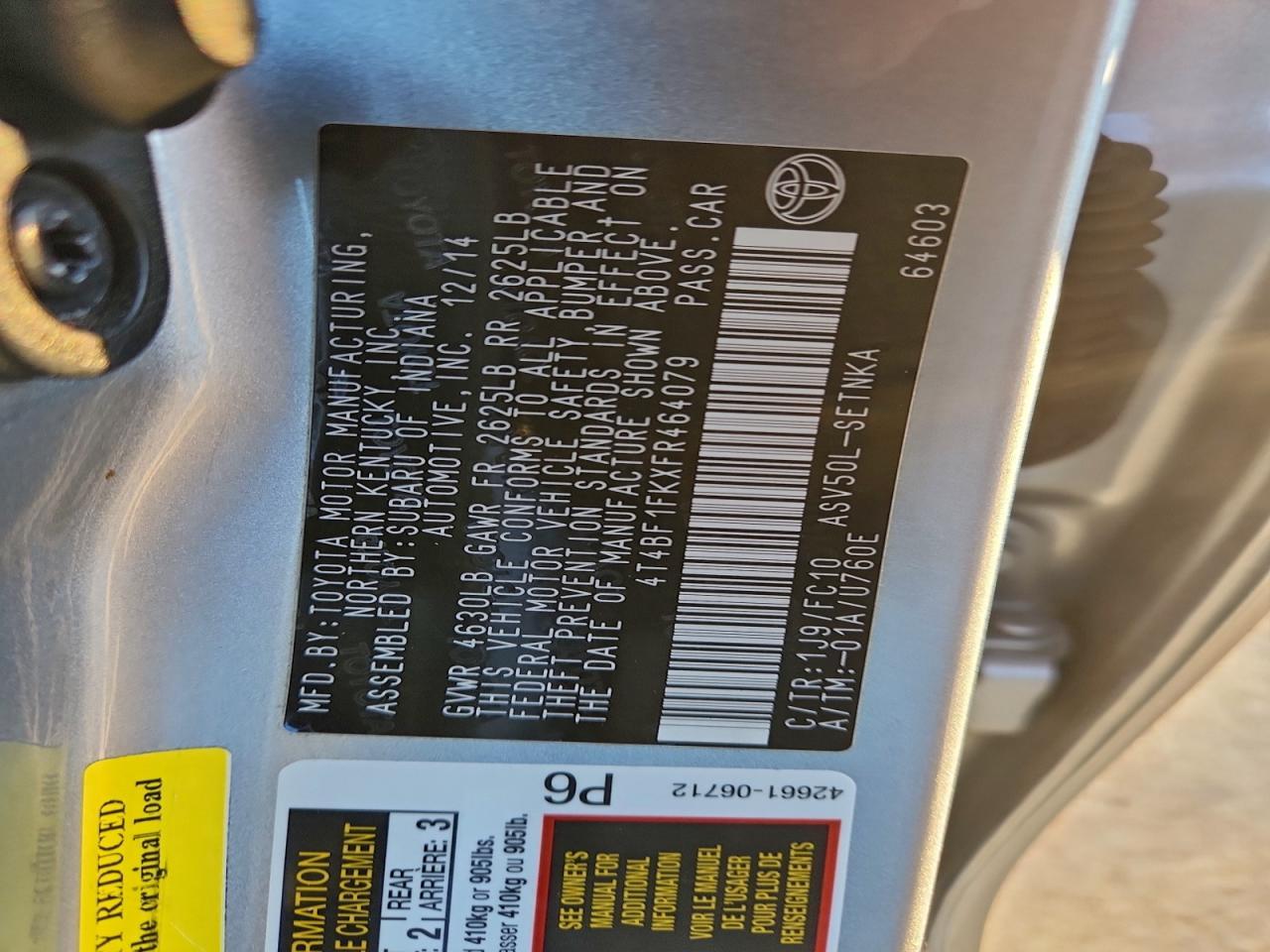 2015 TOYOTA CAMRY