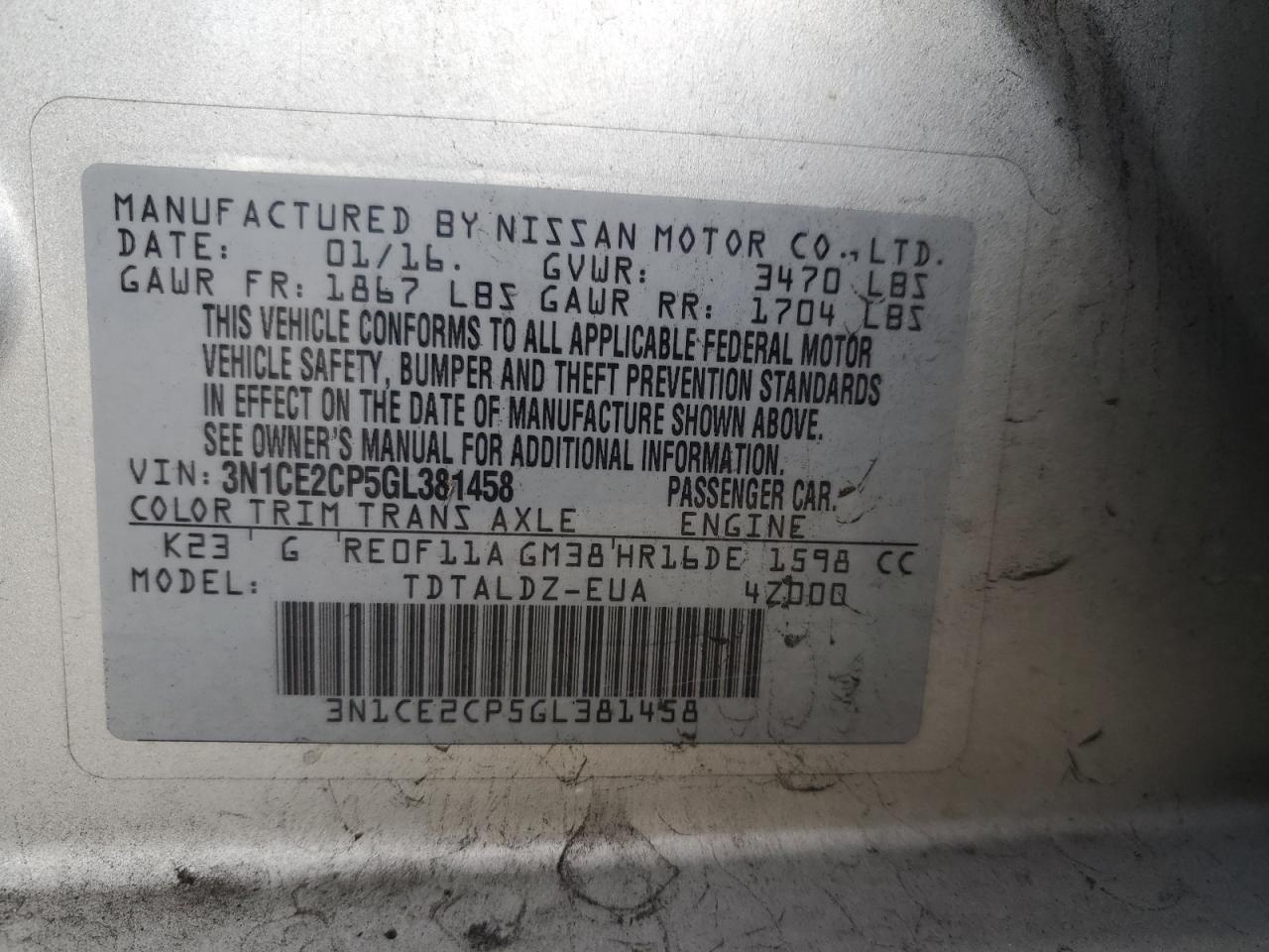 2016 NISSAN Versa Note
