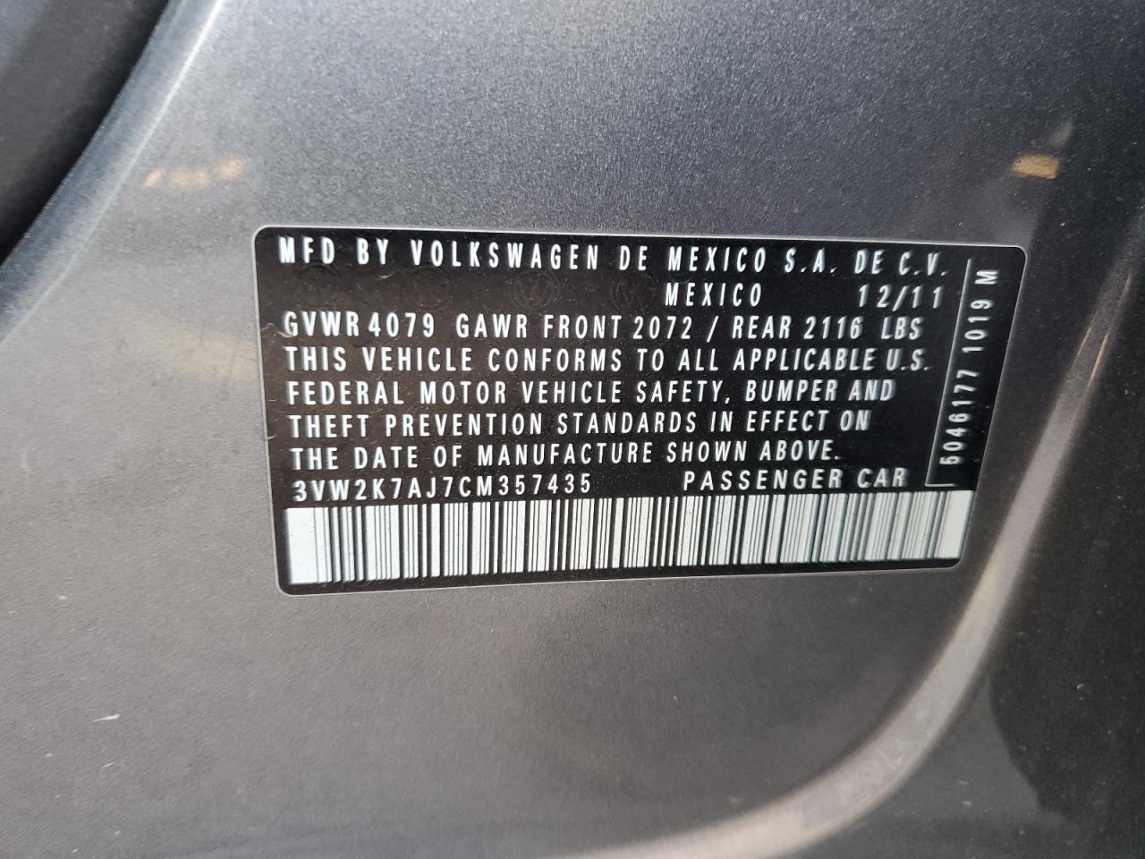 2012 VOLKSWAGEN JETTA