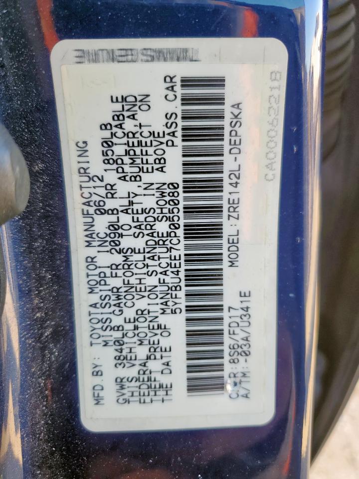 2012 TOYOTA COROLLA