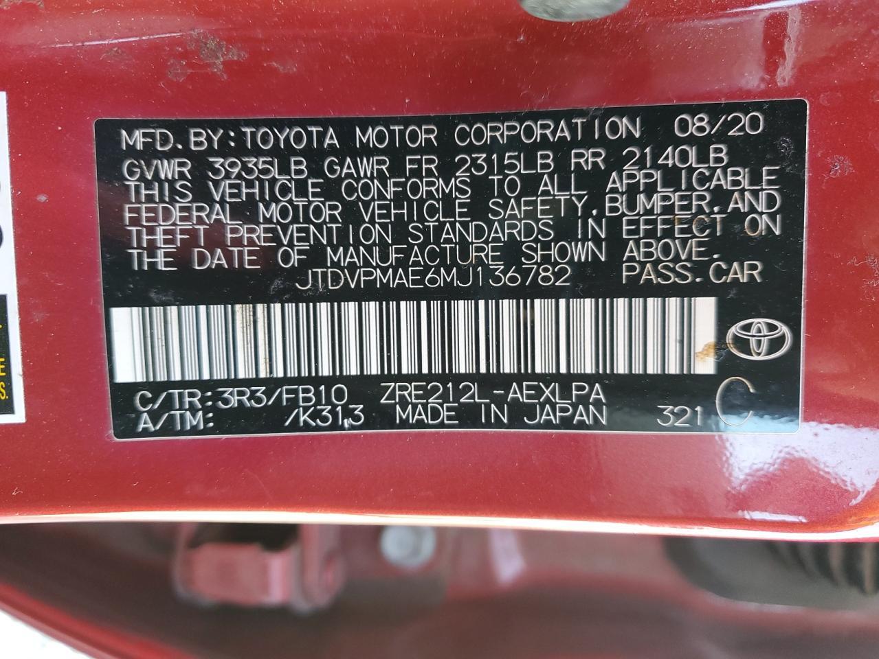 2021 TOYOTA COROLLA