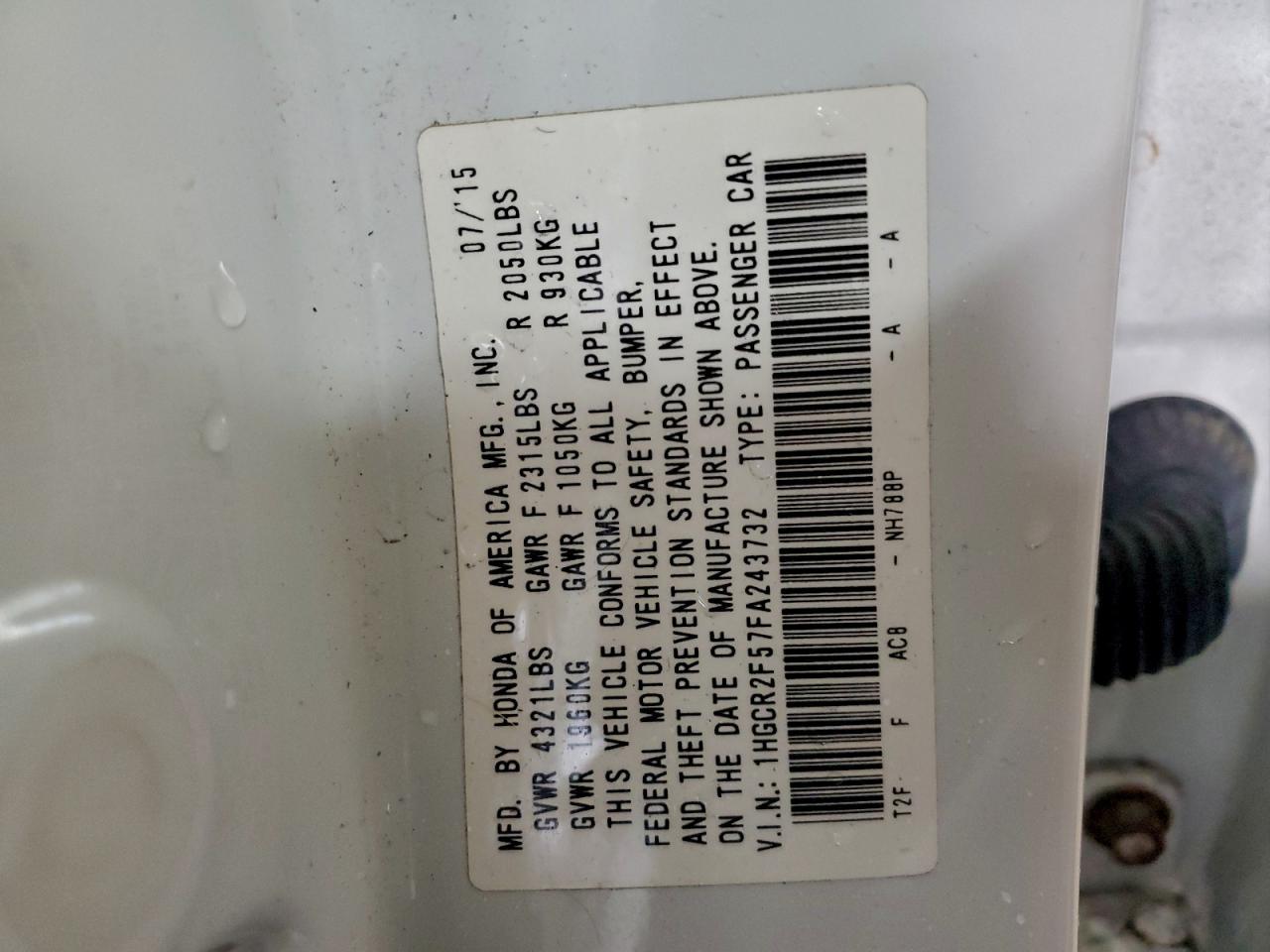 2015 HONDA ACCORD