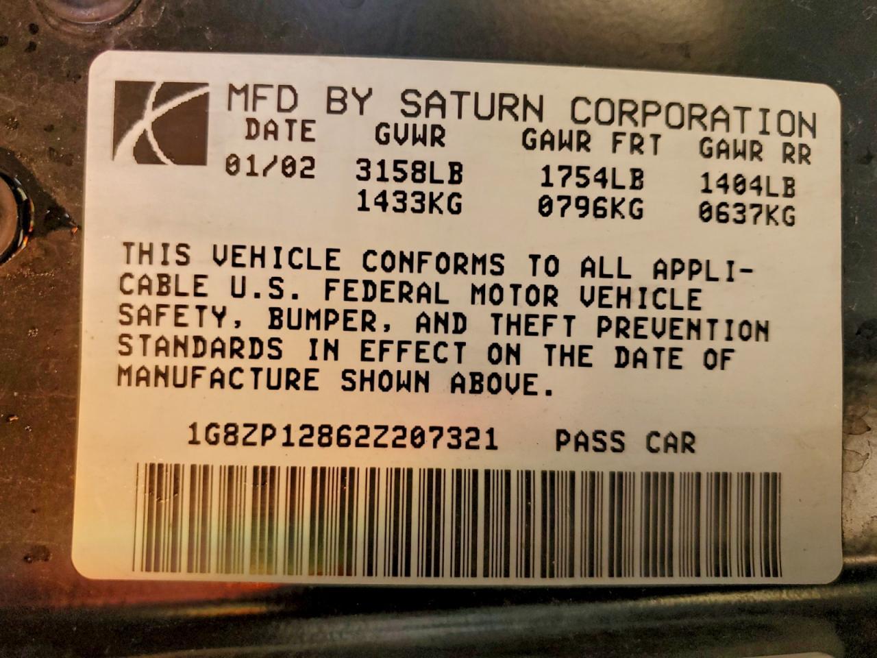 2002 SATURN Sc1
