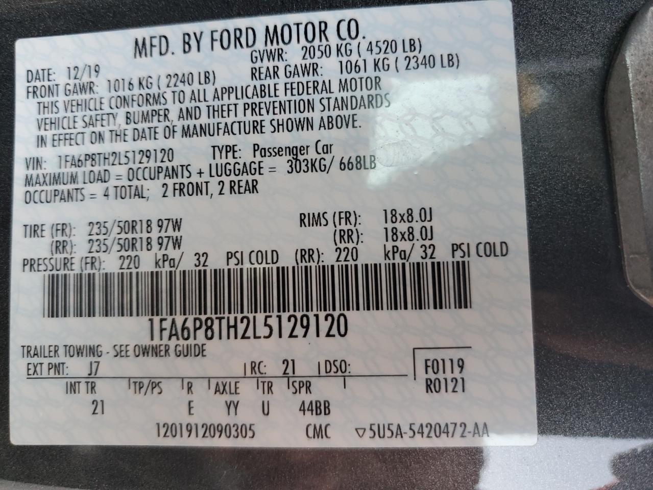 2020 FORD MUSTANG