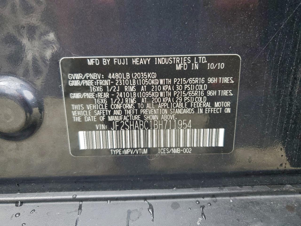 2011 SUBARU FORESTER