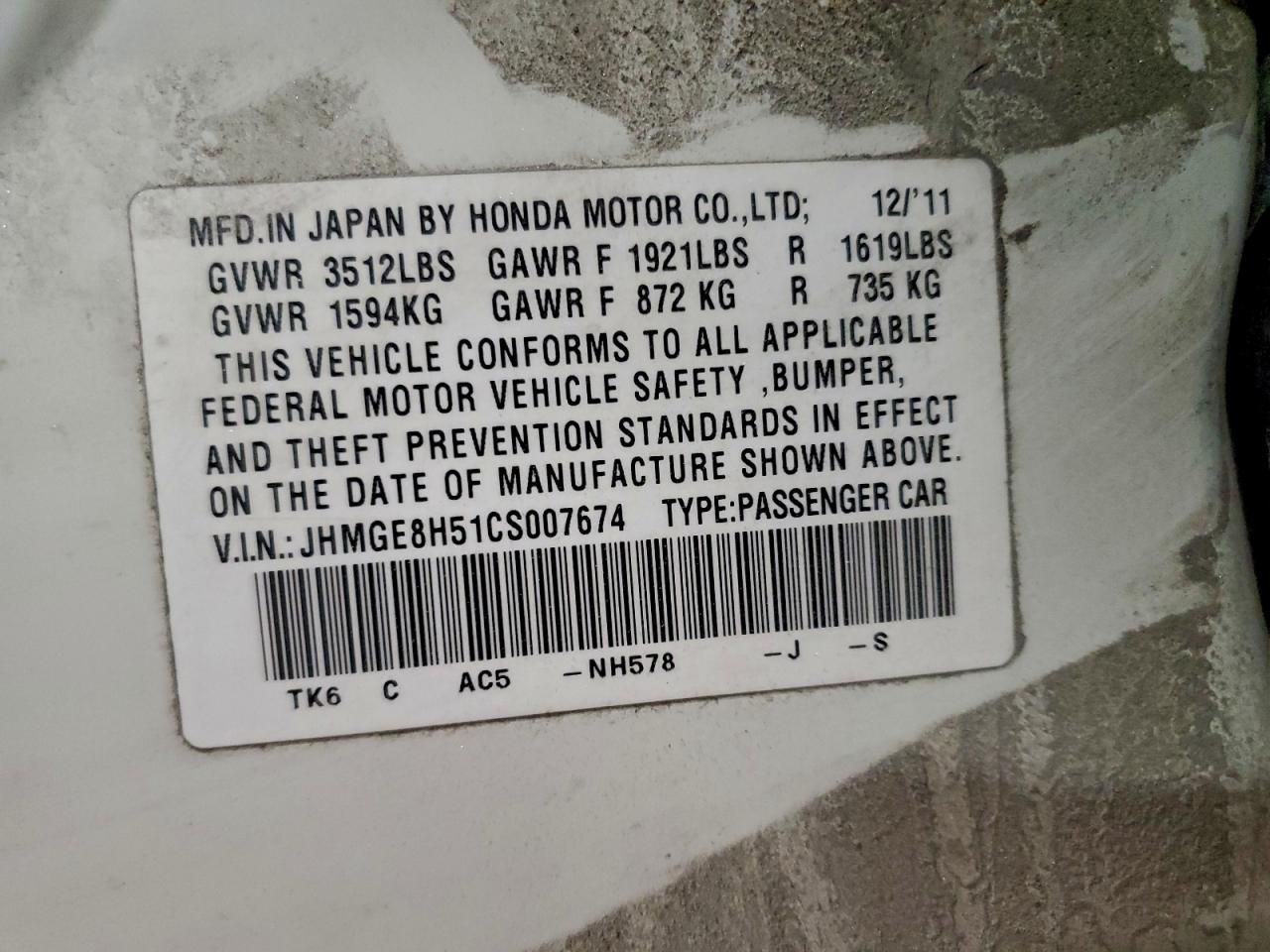 2012 HONDA FIT