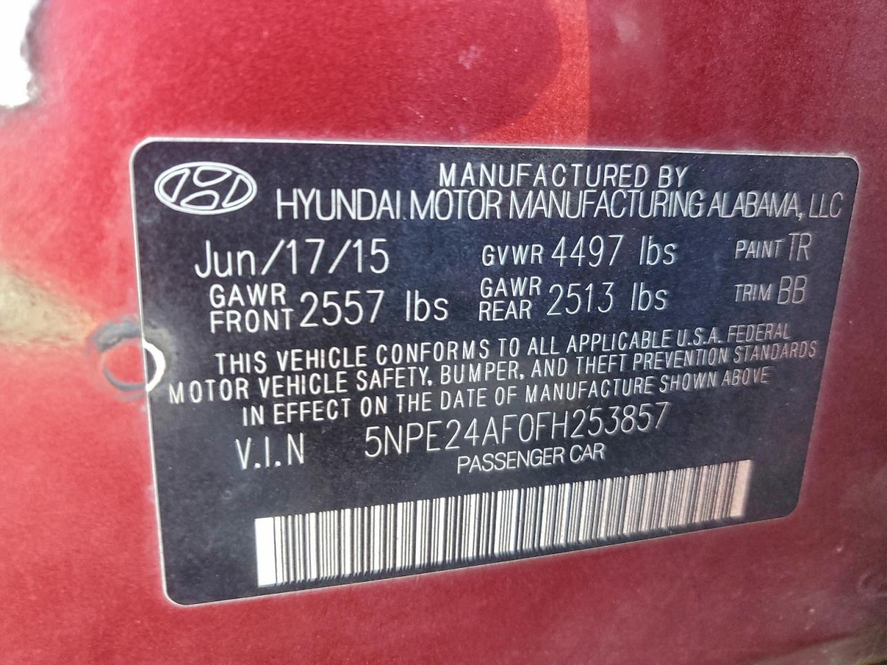 2015 HYUNDAI SONATA