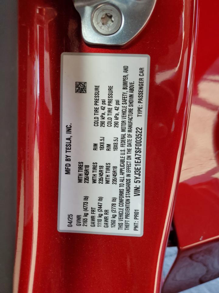 2025 TESLA MODEL 3