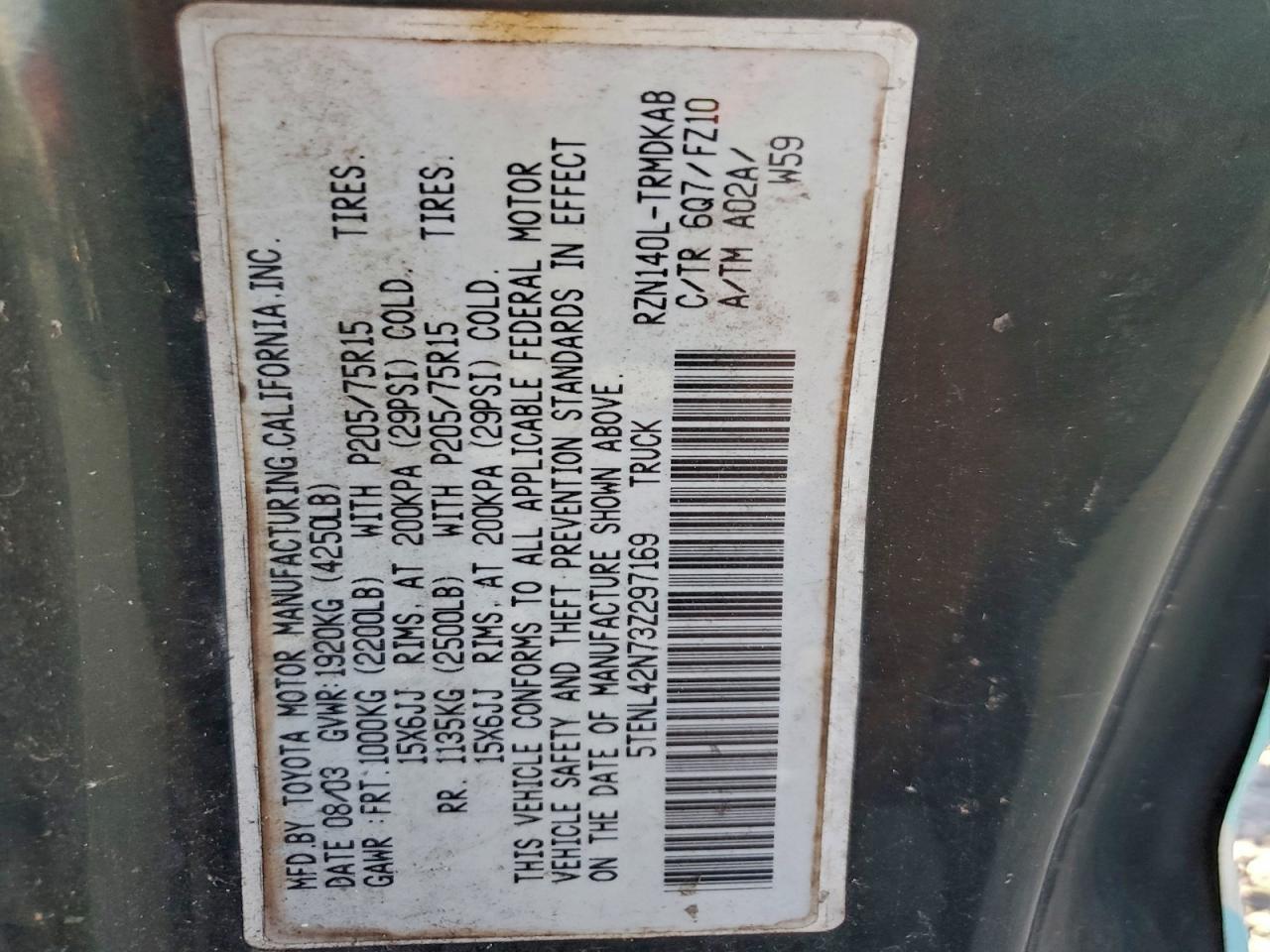 2003 TOYOTA TACOMA