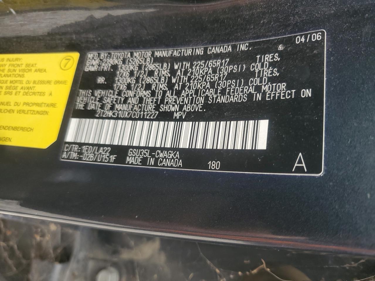 2007 LEXUS RX 350