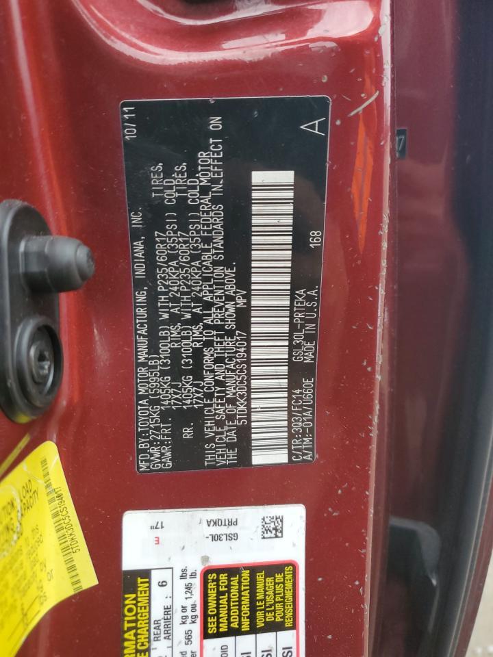 2012 TOYOTA SIENNA