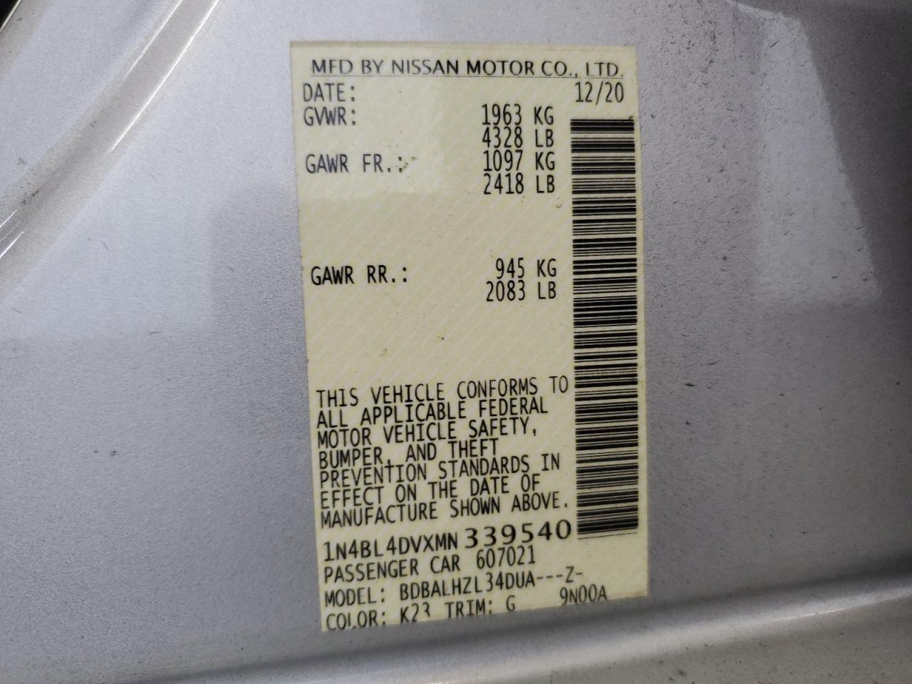 2021 NISSAN ALTIMA
