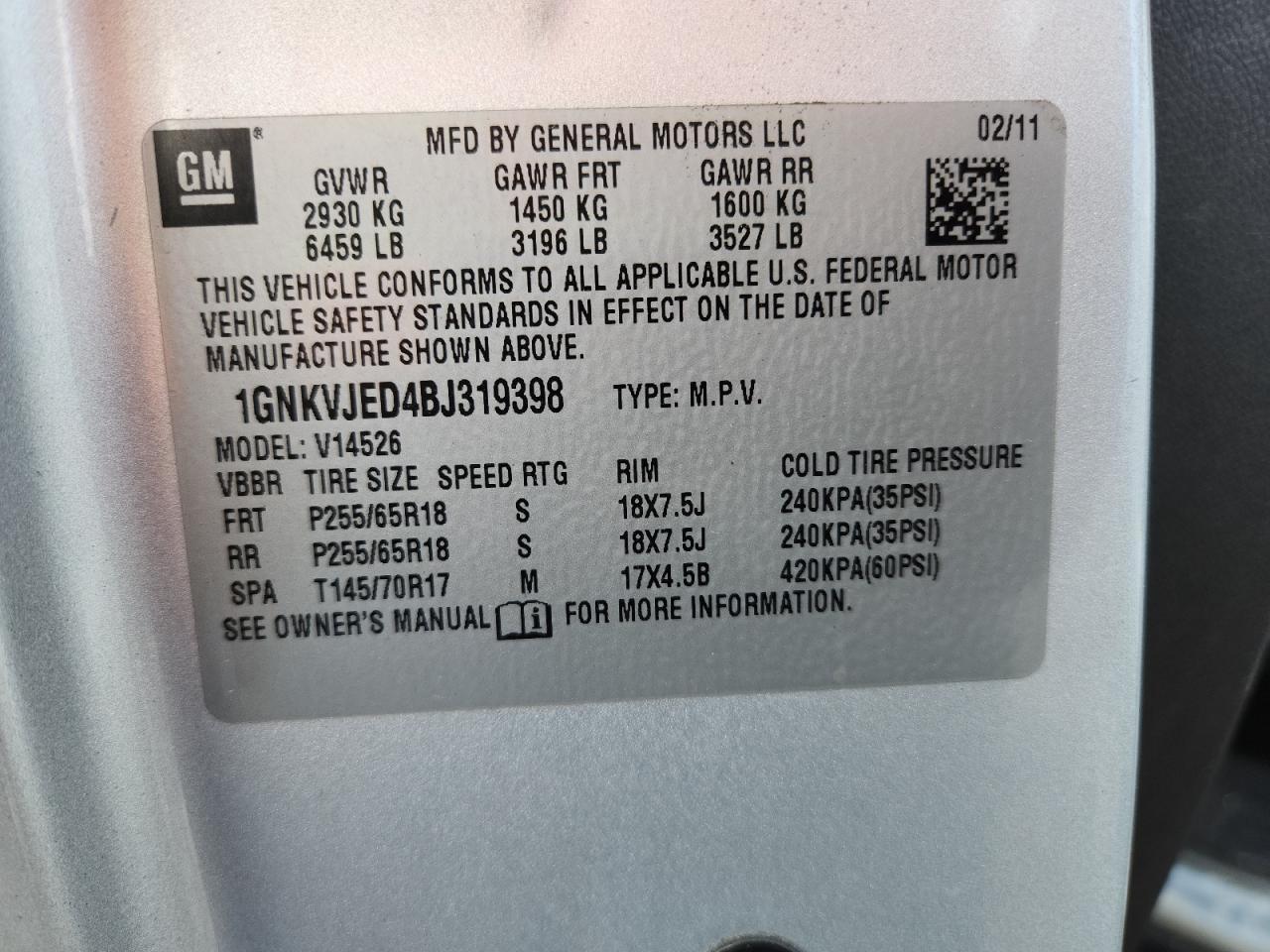 2011 CHEVROLET TRAVERSE