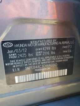 2012 HYUNDAI SONATA