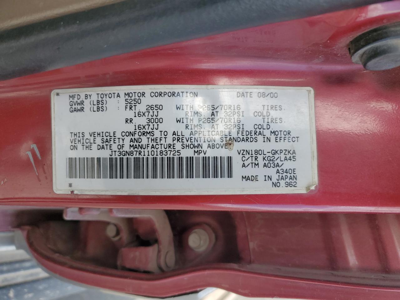 2001 TOYOTA 4Runner