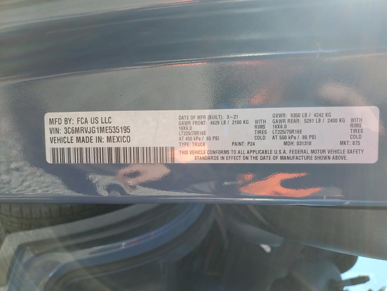 2021 RAM ProMaster 3500
