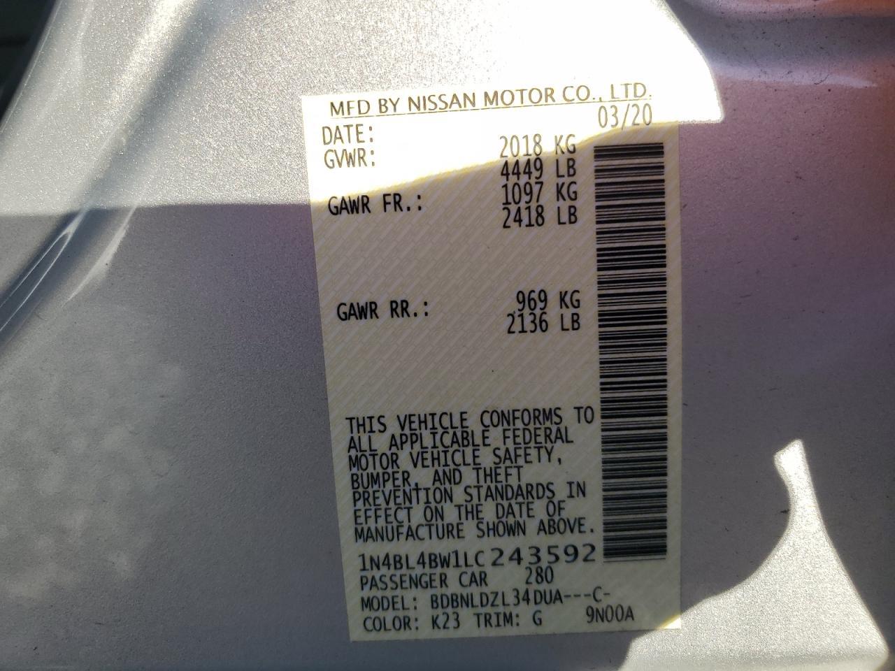 2020 NISSAN ALTIMA