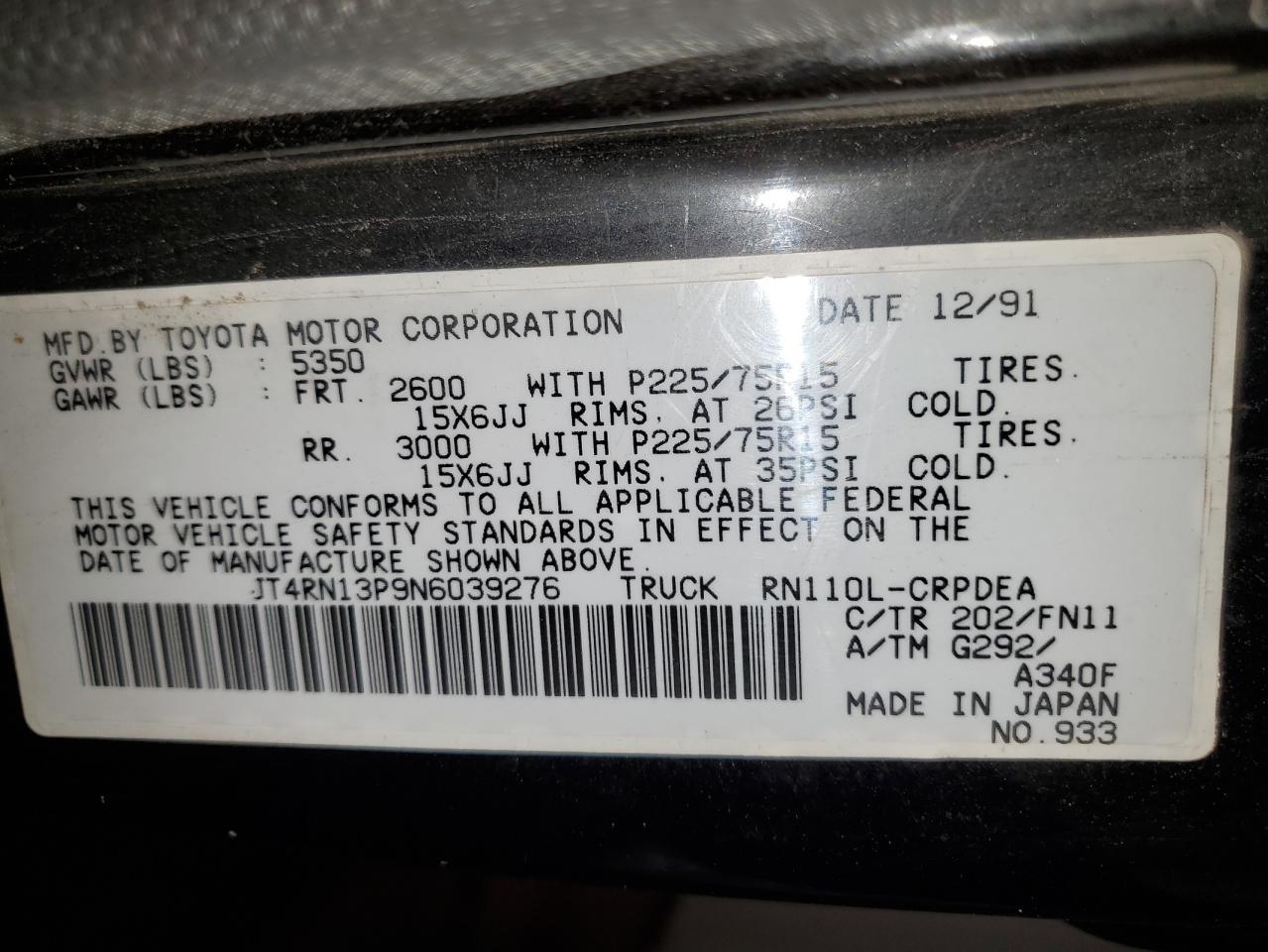 1992 TOYOTA Pickup