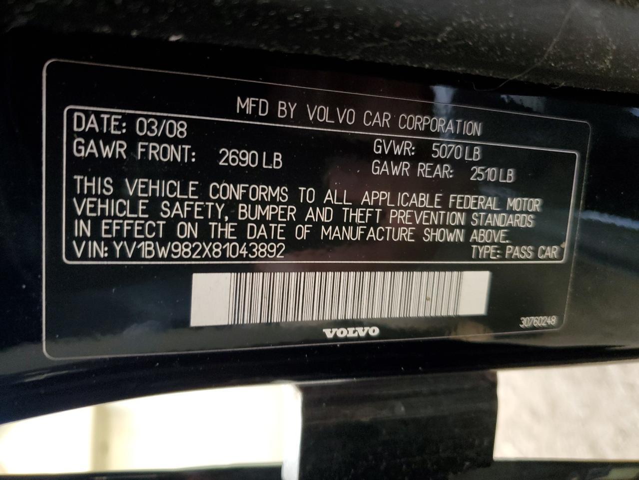 2008 VOLVO V70