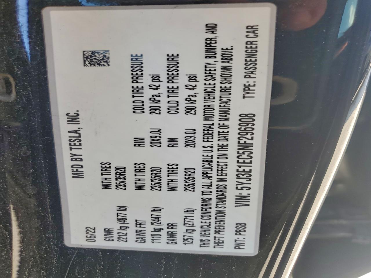 2022 TESLA MODEL 3