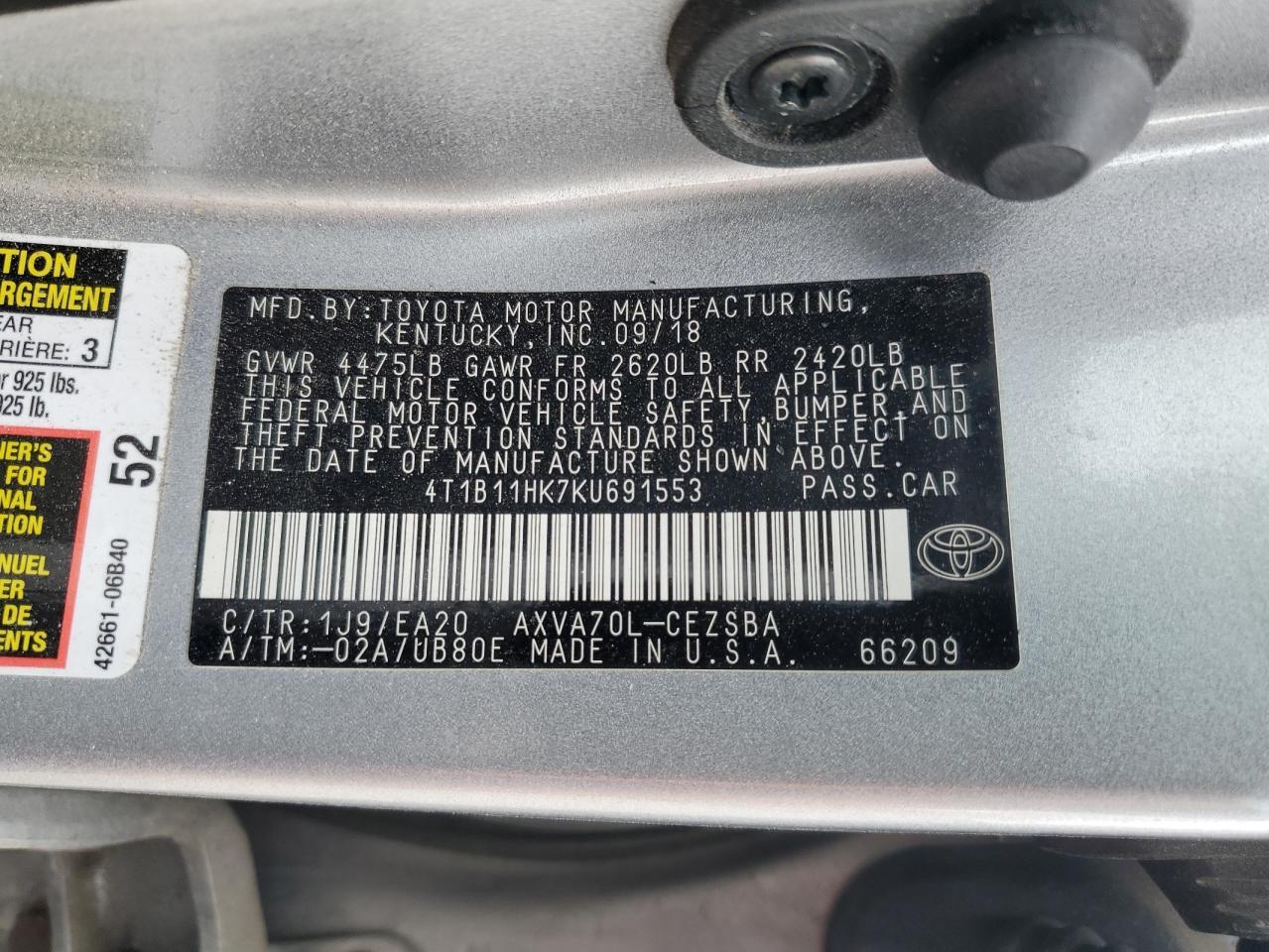 2019 TOYOTA CAMRY