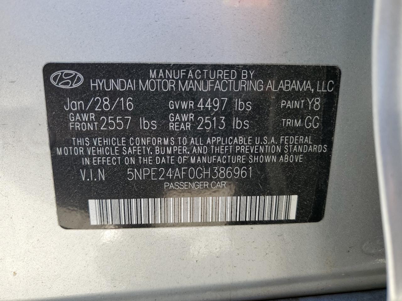 2016 HYUNDAI SONATA