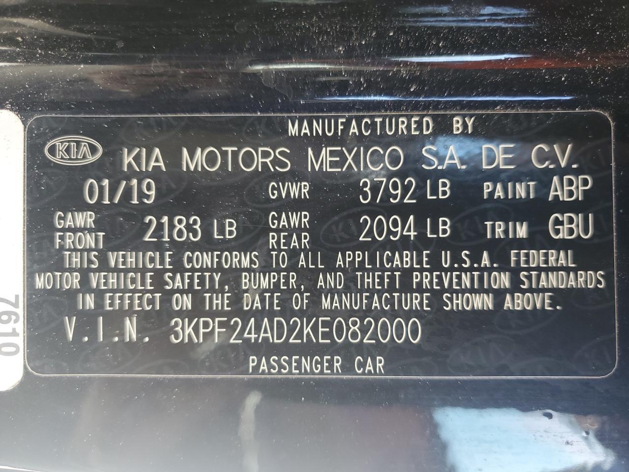 2019 KIA FORTE