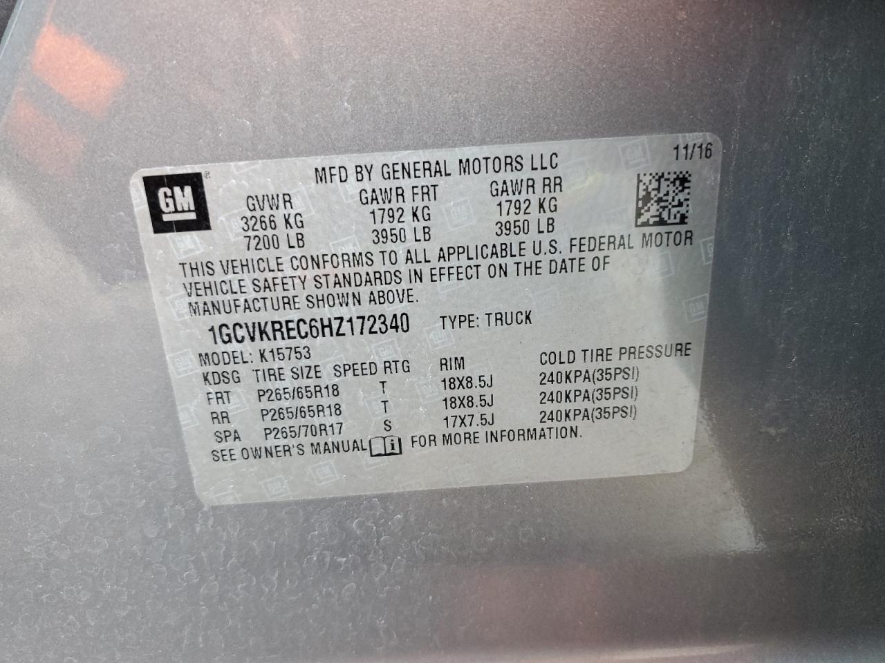 2017 CHEVROLET SILVERADO 1500