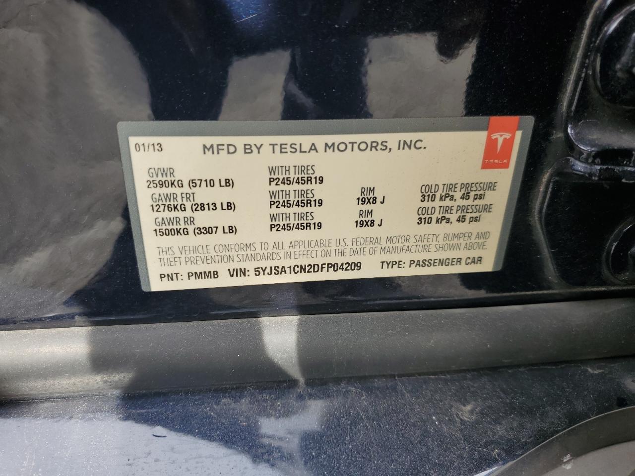 2013 TESLA MODEL S