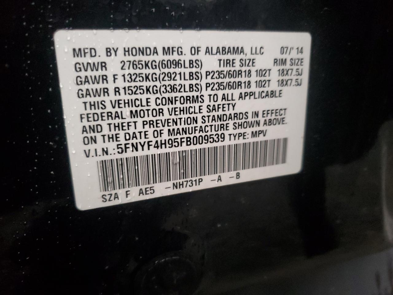 2015 HONDA PILOT