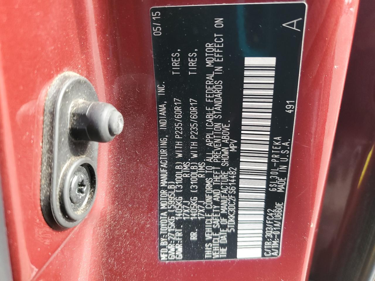 2015 TOYOTA SIENNA