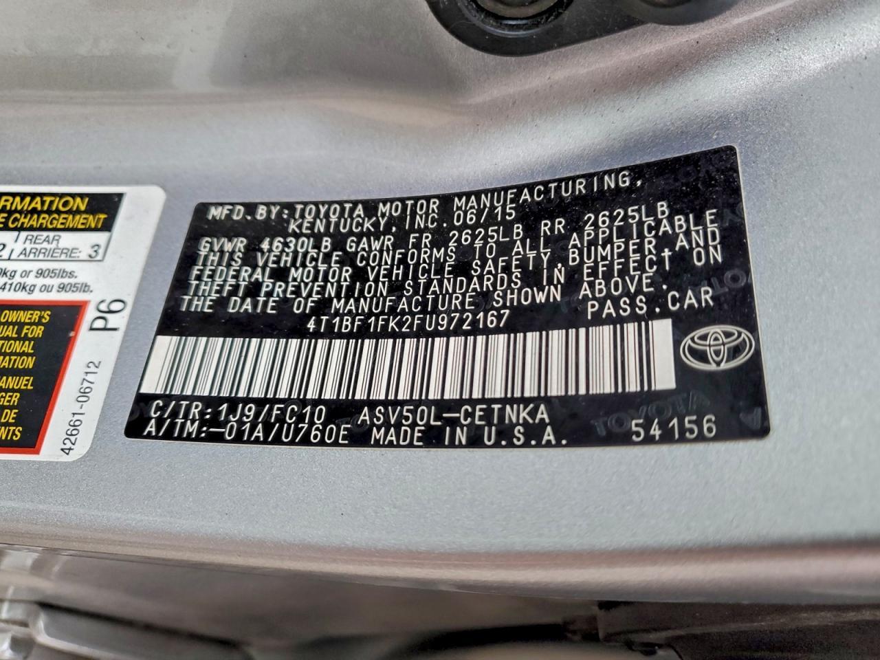 2015 TOYOTA CAMRY