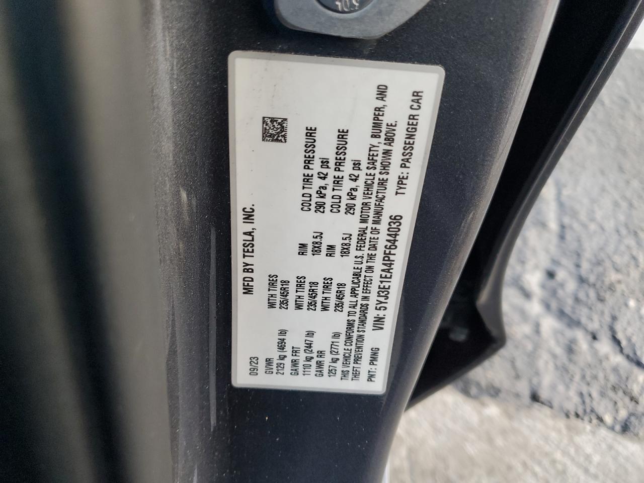 2023 TESLA MODEL 3