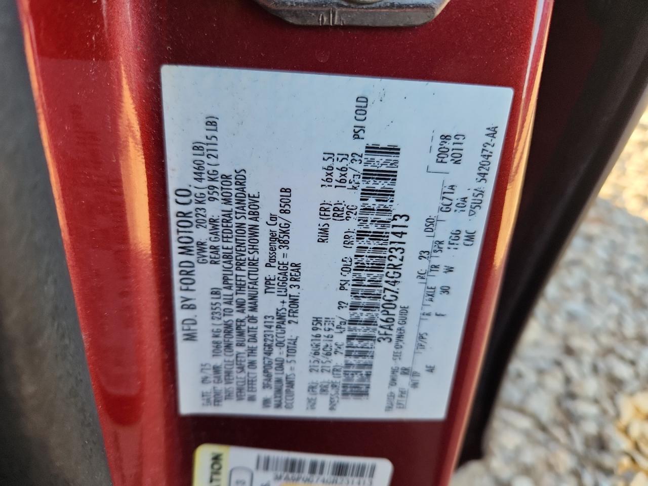 2016 FORD FUSION