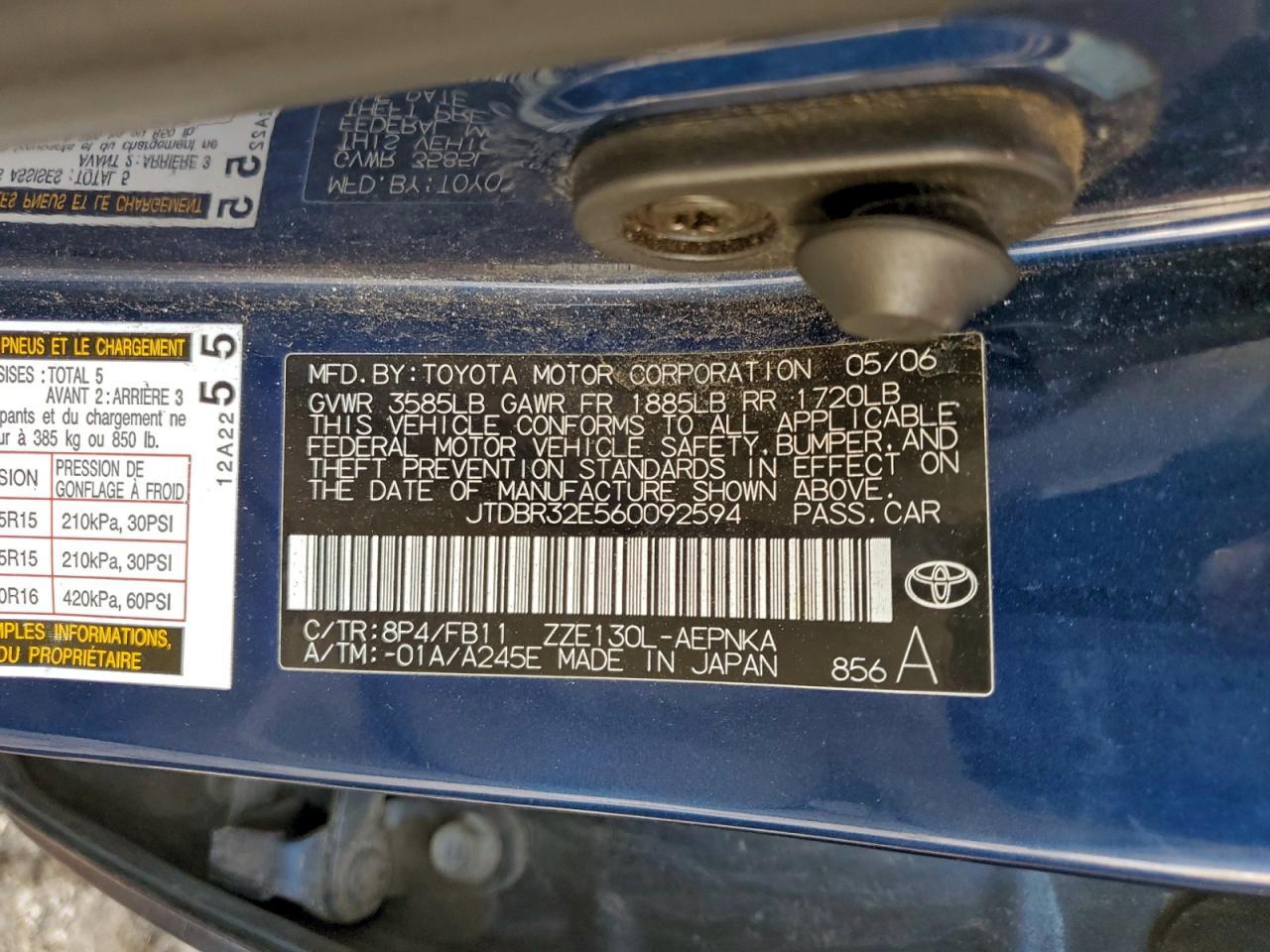 2006 TOYOTA COROLLA