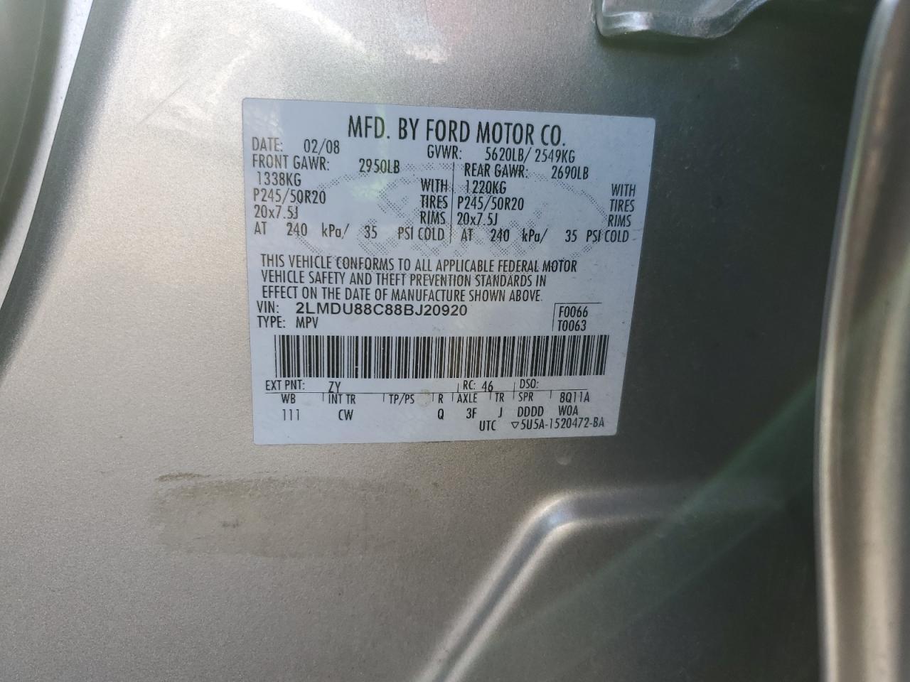 2008 LINCOLN MKX