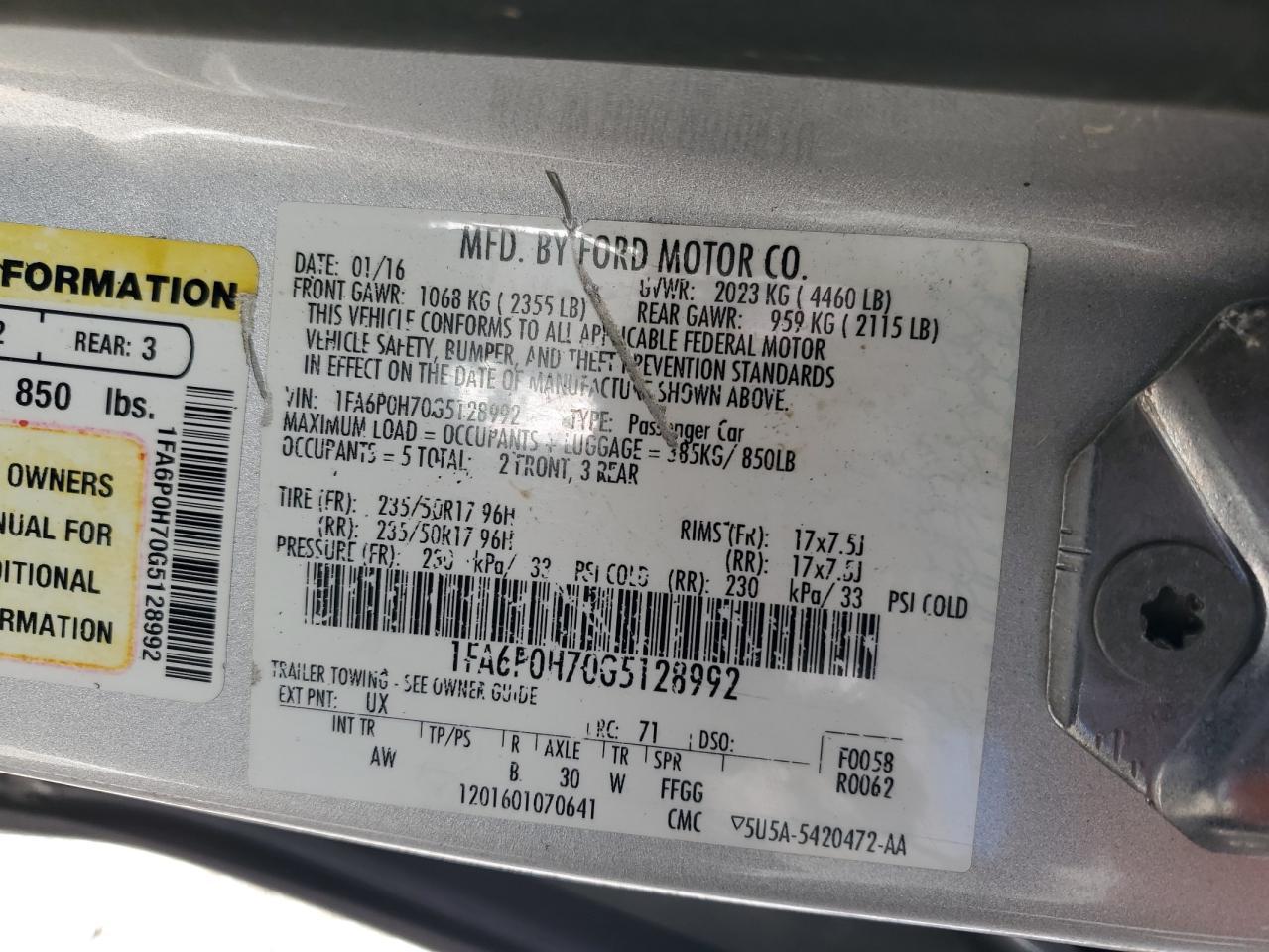 2016 FORD FUSION