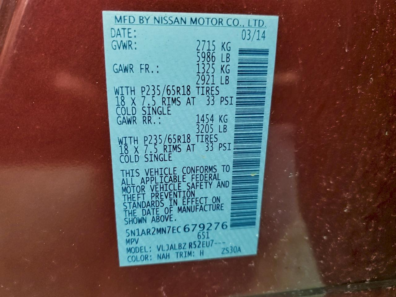 2014 NISSAN PATHFINDER
