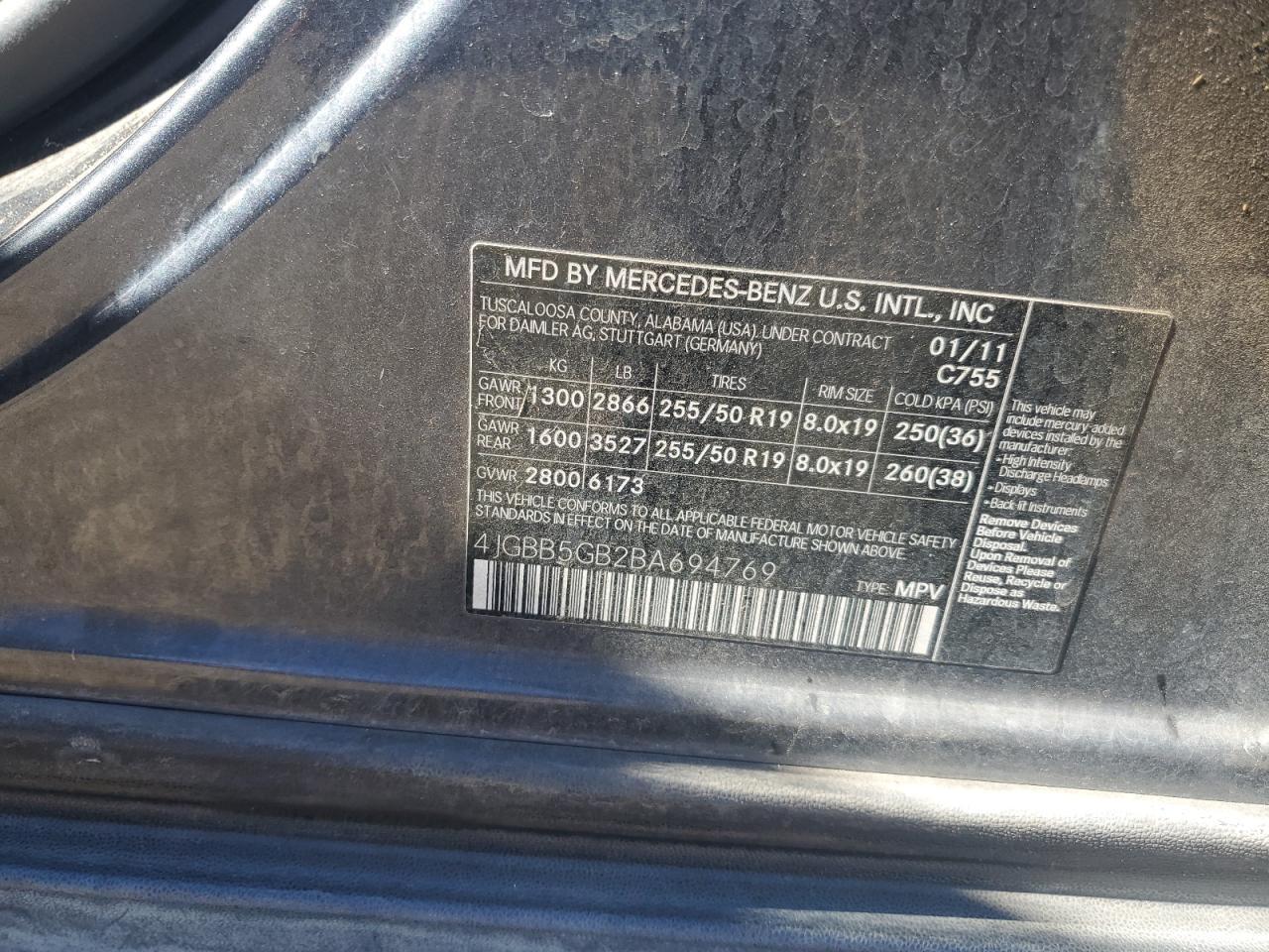 2011 MERCEDES-BENZ ML-Class