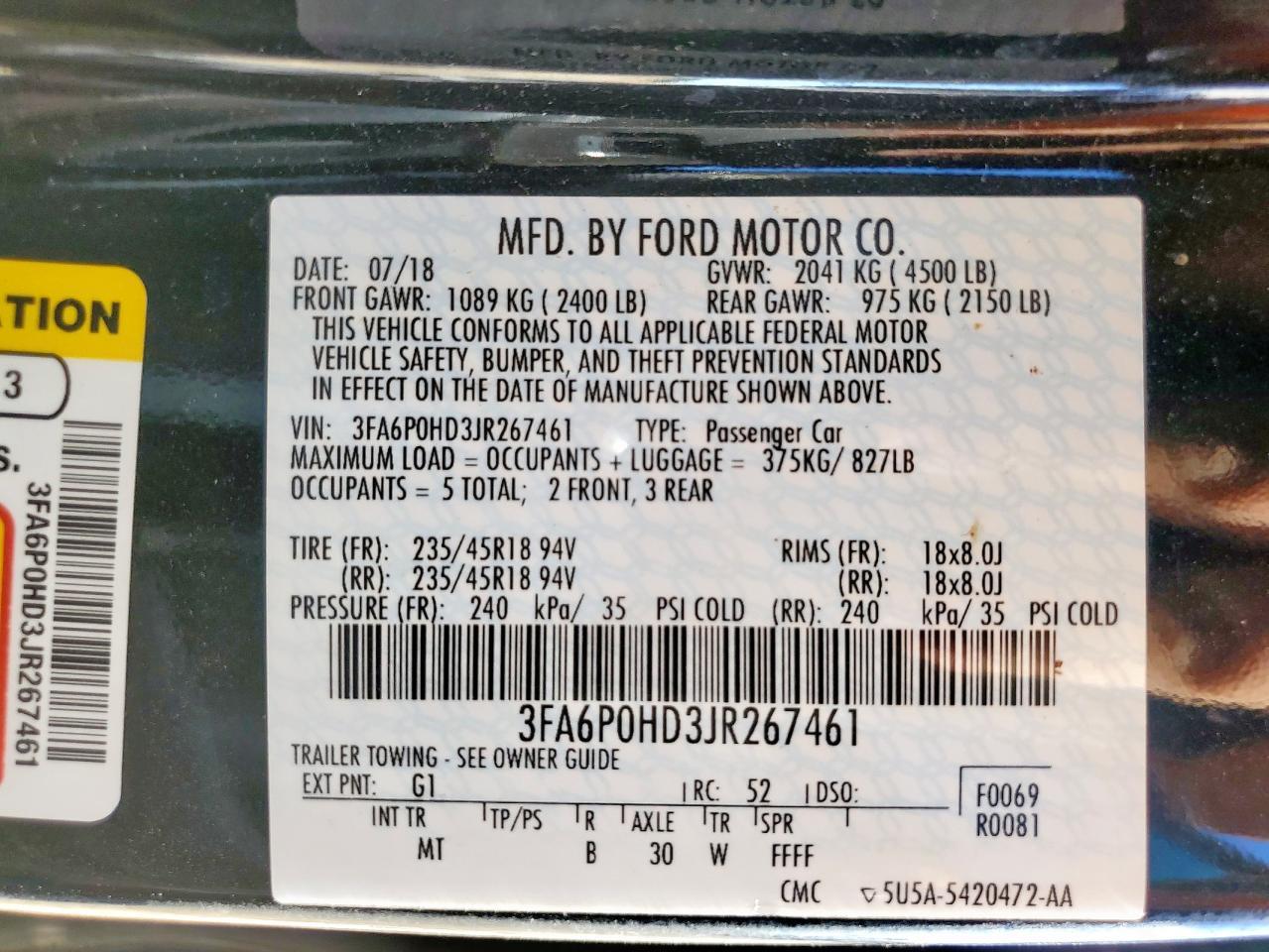 2018 FORD FUSION