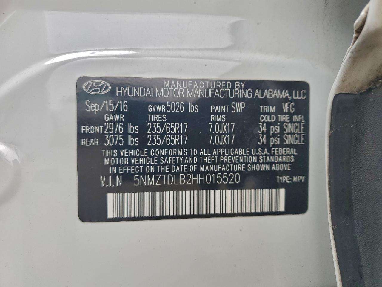 2017 HYUNDAI SANTA FE