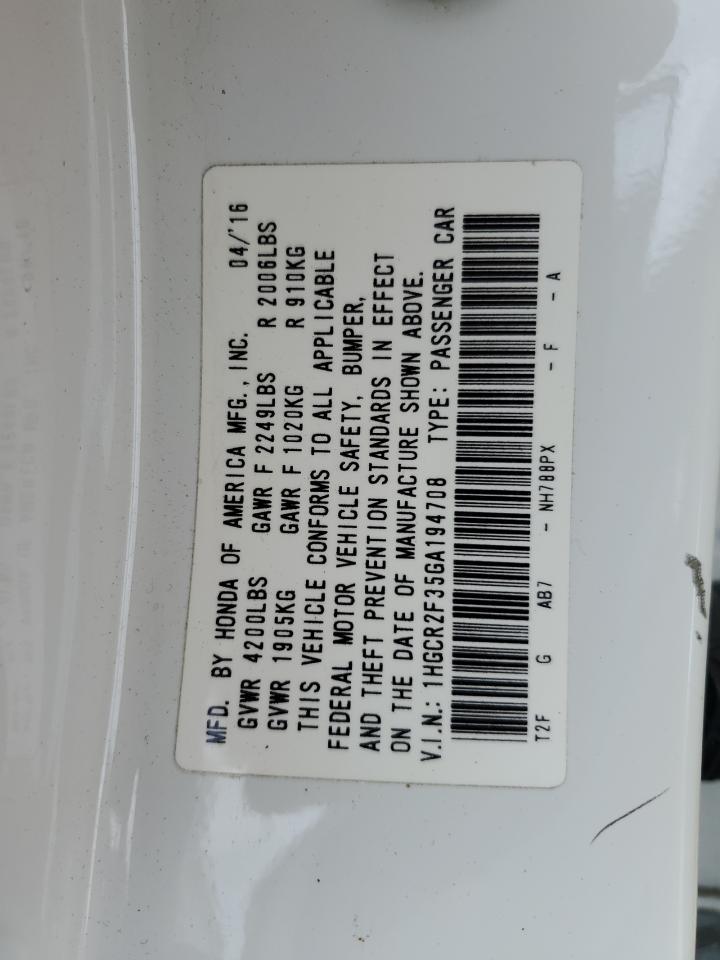 2016 HONDA ACCORD
