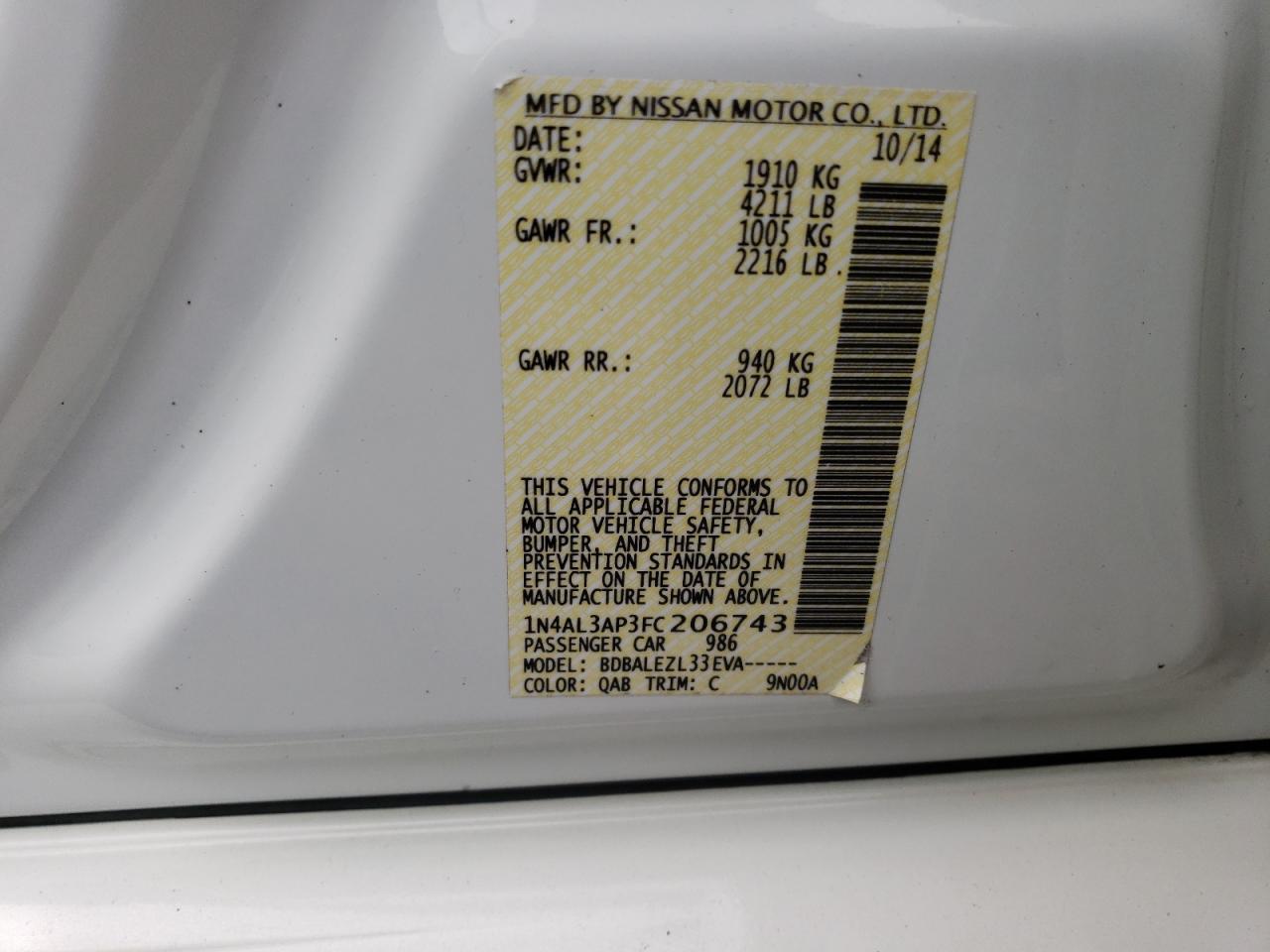 2015 NISSAN ALTIMA