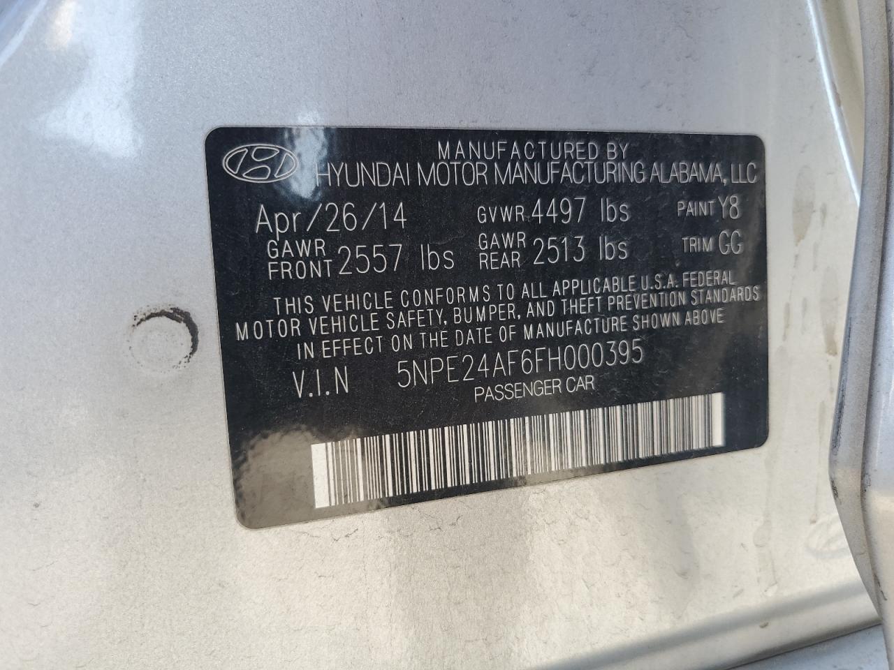 2015 HYUNDAI SONATA