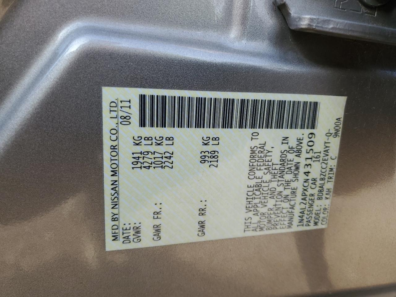 2012 NISSAN ALTIMA