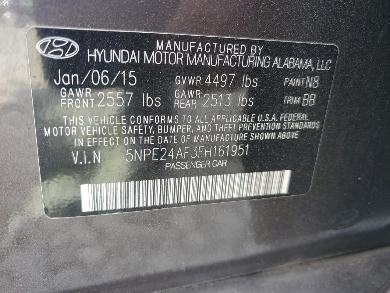 2015 HYUNDAI SONATA