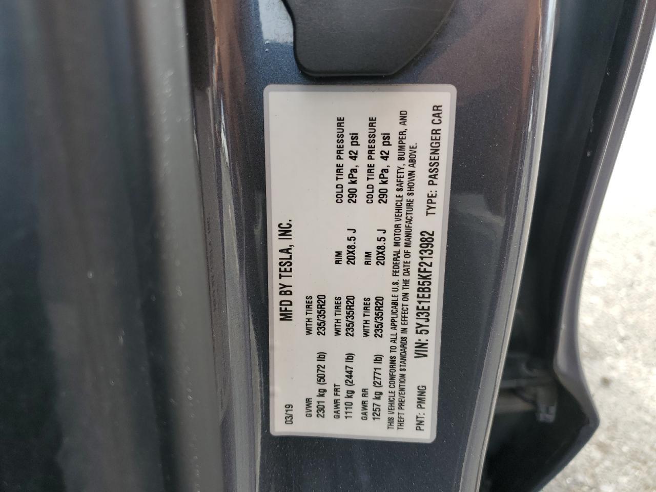 2019 TESLA MODEL 3
