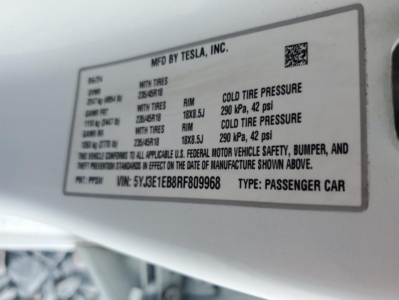 2024 TESLA MODEL 3
