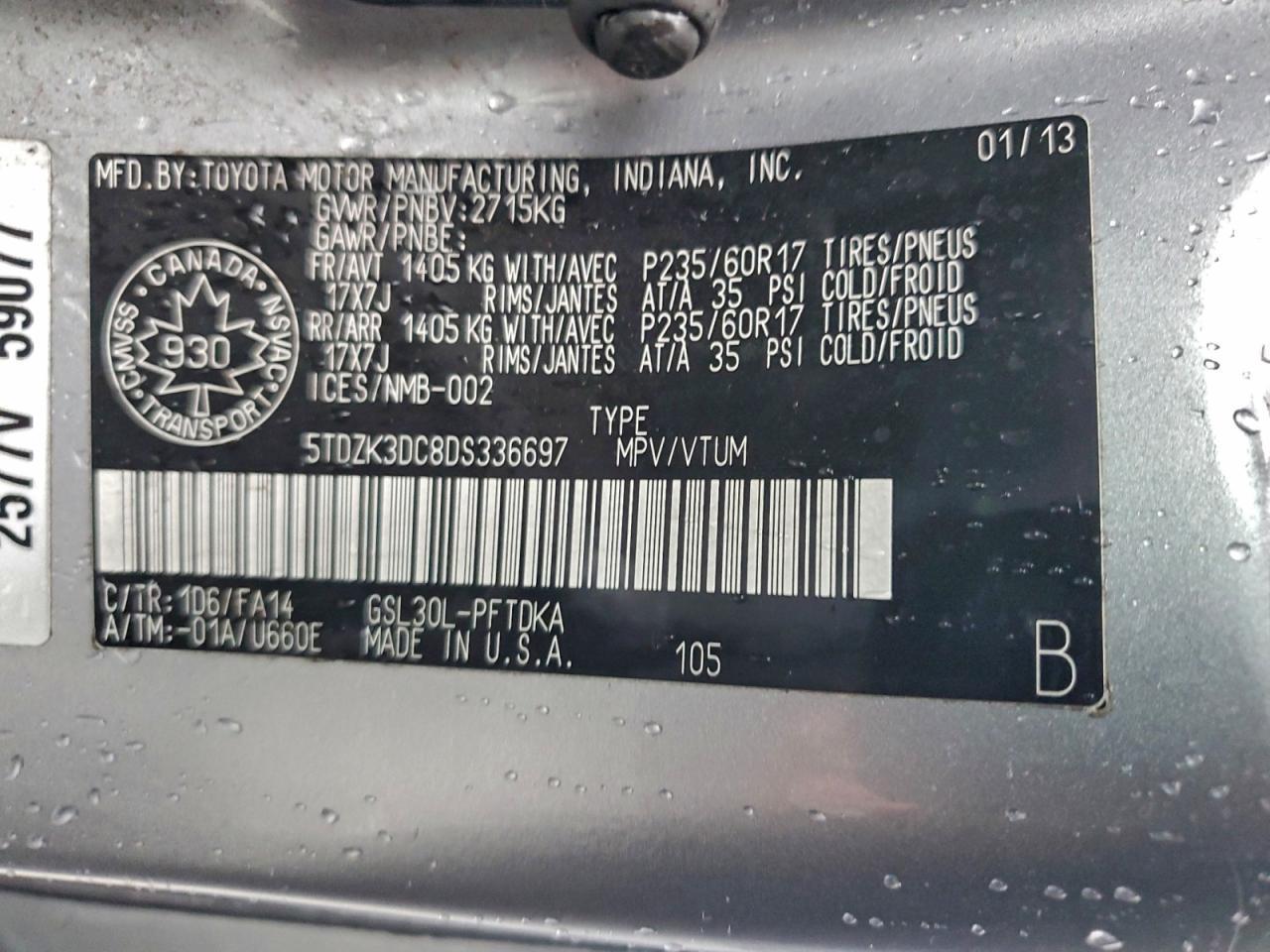 2013 TOYOTA SIENNA