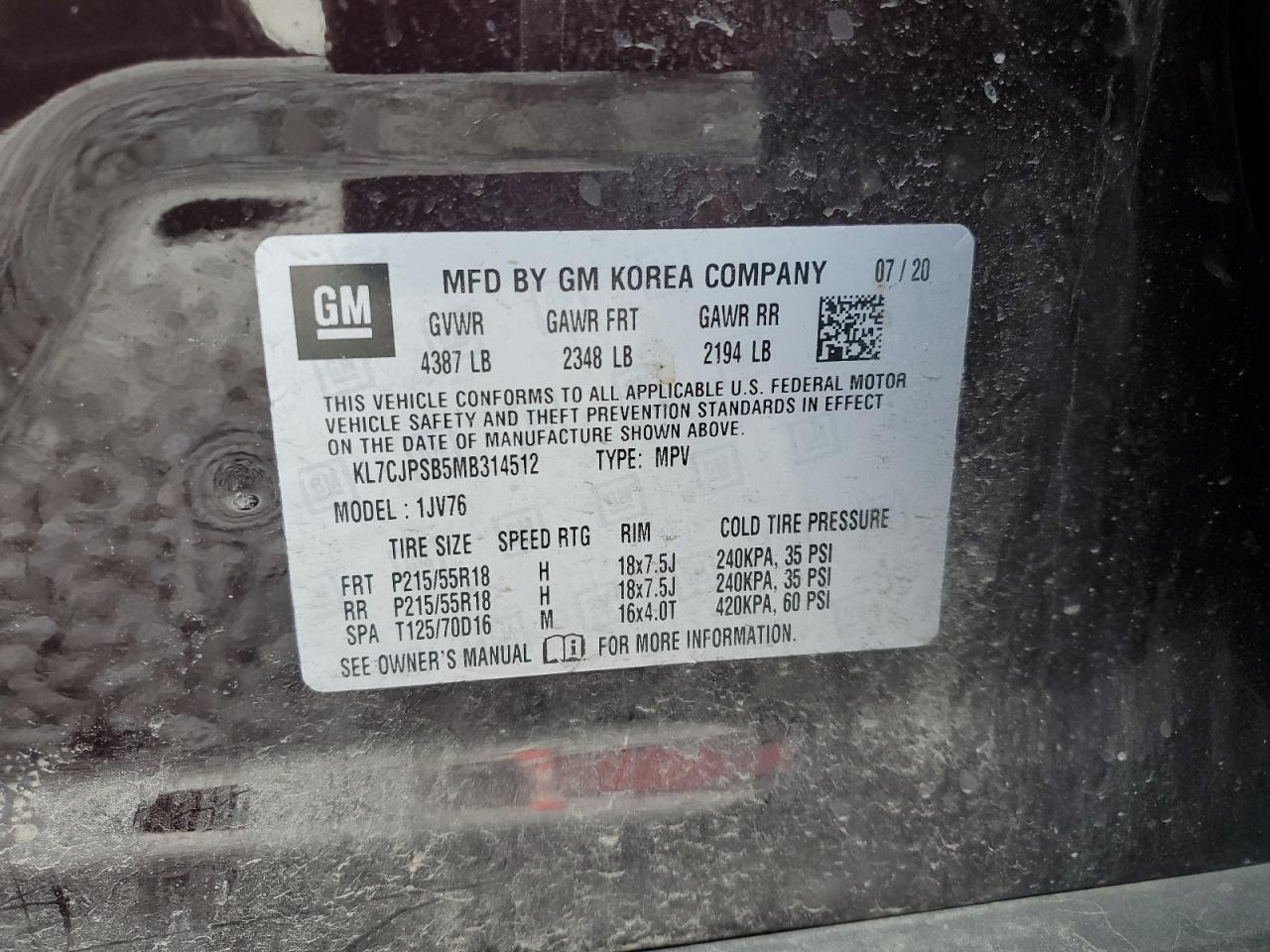 2021 CHEVROLET TRAX